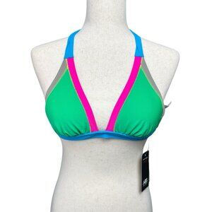 ABS Bikini Swim Halter Top Size 8 Colorblock Swimwear Multicolor Beach NWT